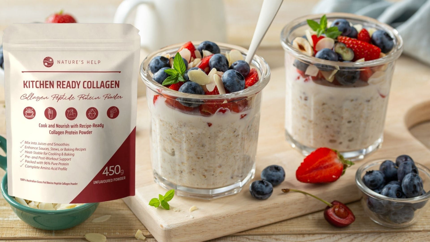 Probiotic-Rich Overnight Oats with Collagen Boost
