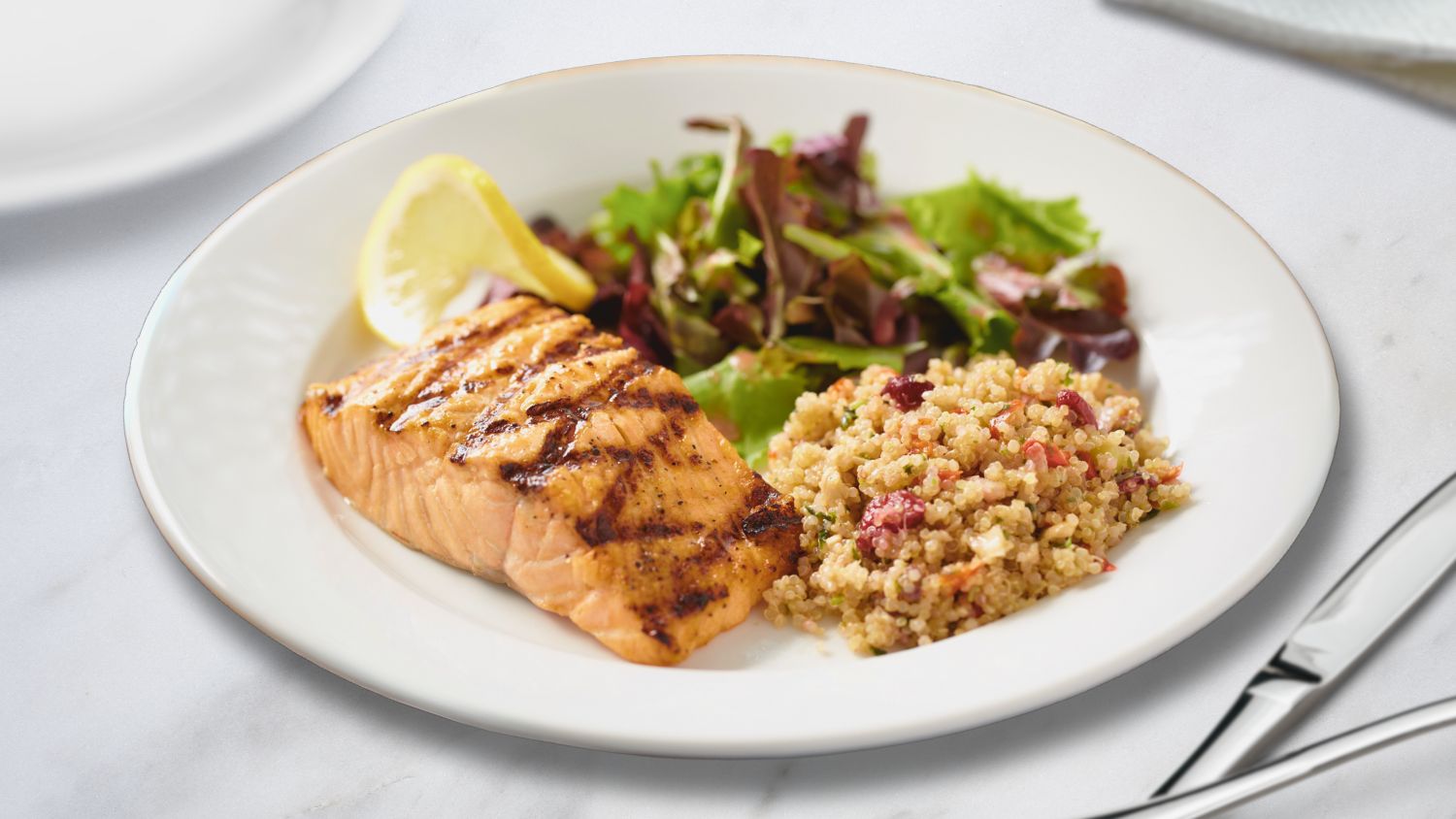 Kale and Quinoa Salad with Grilled Salmon