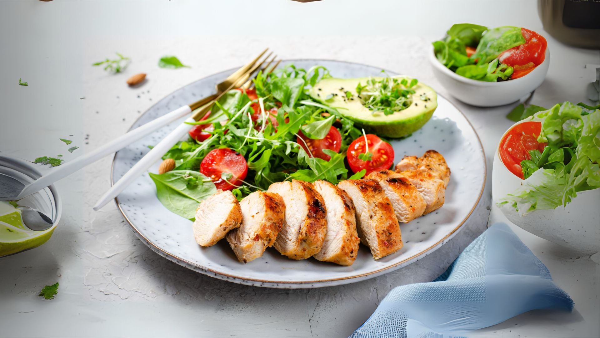 Grilled Chicken Salad with Avocado and Pumpkin Seeds