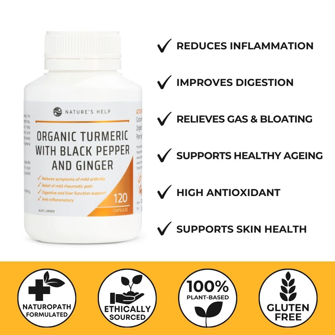 Organic Powdered Turmeric with Black Pepper and Ginger in Capsules - 3 Pack