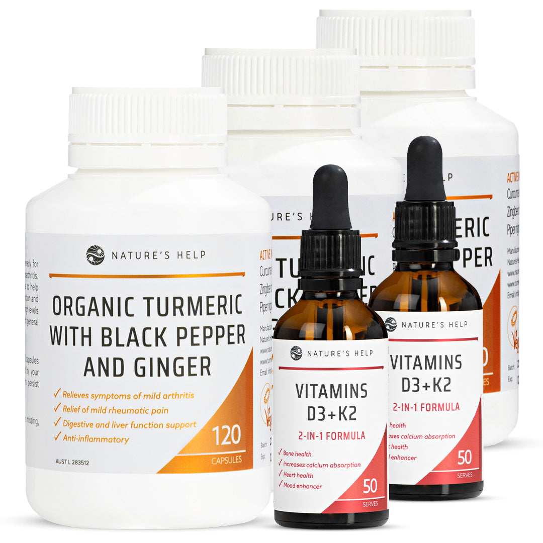 Organic Turmeric Capsules & D3+K2 Pack
