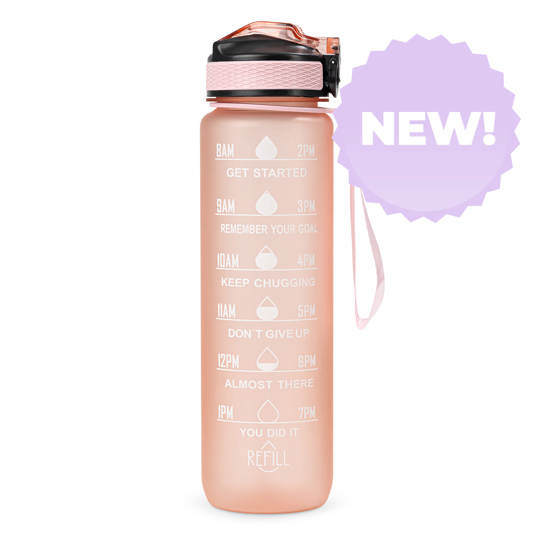 Pink 1 Litre Motivational Water Bottle