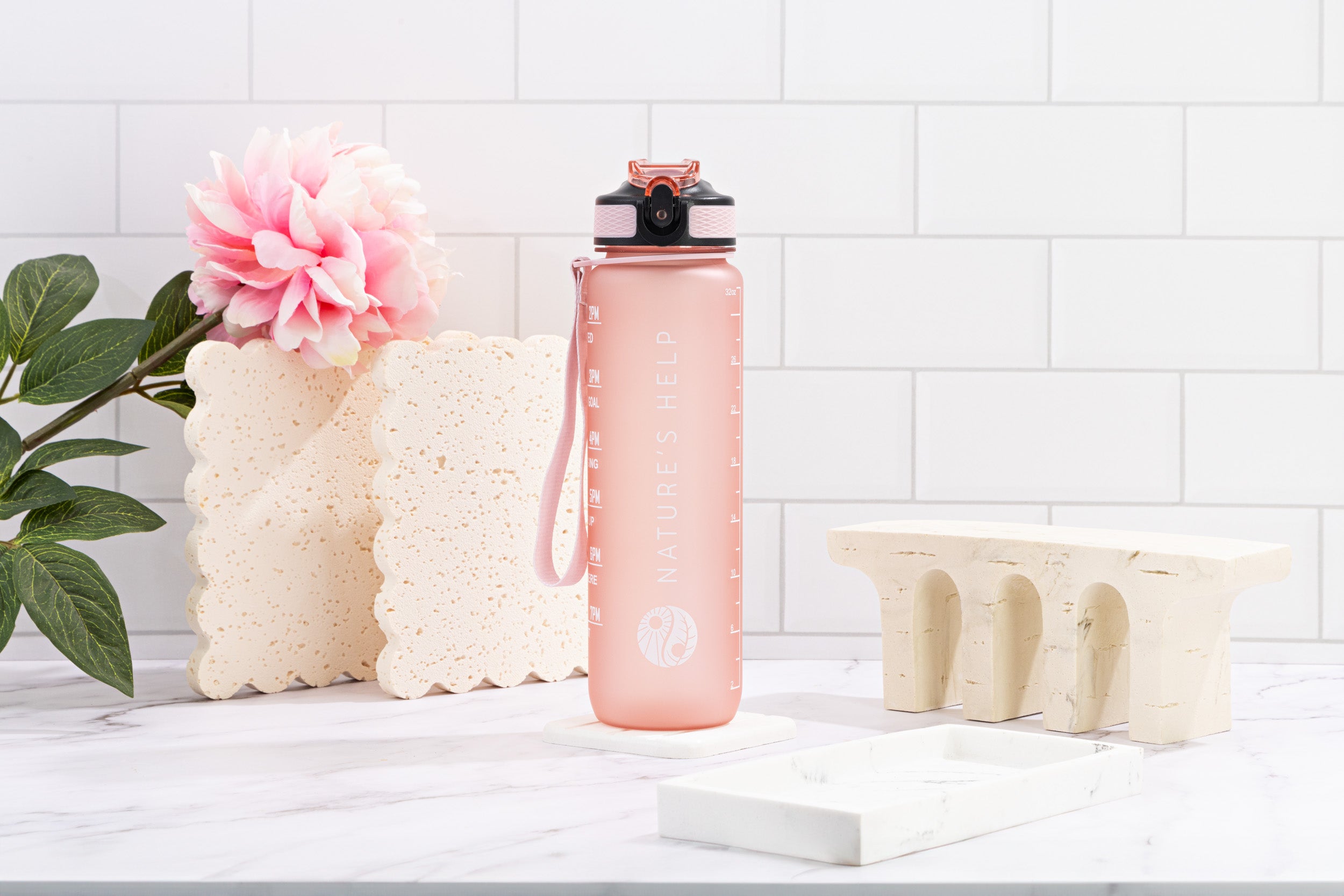 Pink 1 Litre Motivational Water Bottle