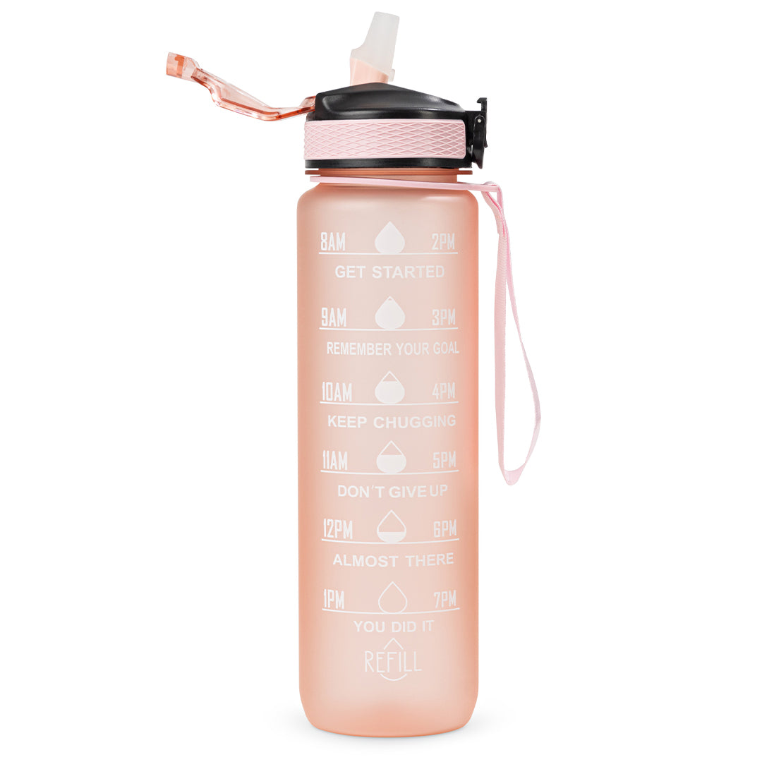 Pink 1L Motivational Water Bottle
