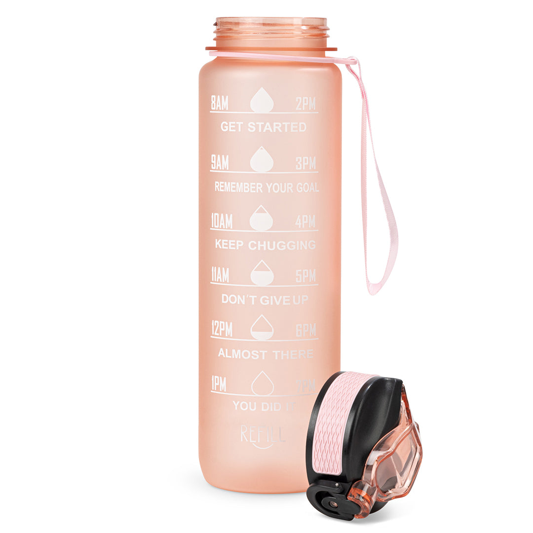 Pink 1 Litre Motivational Water Bottle