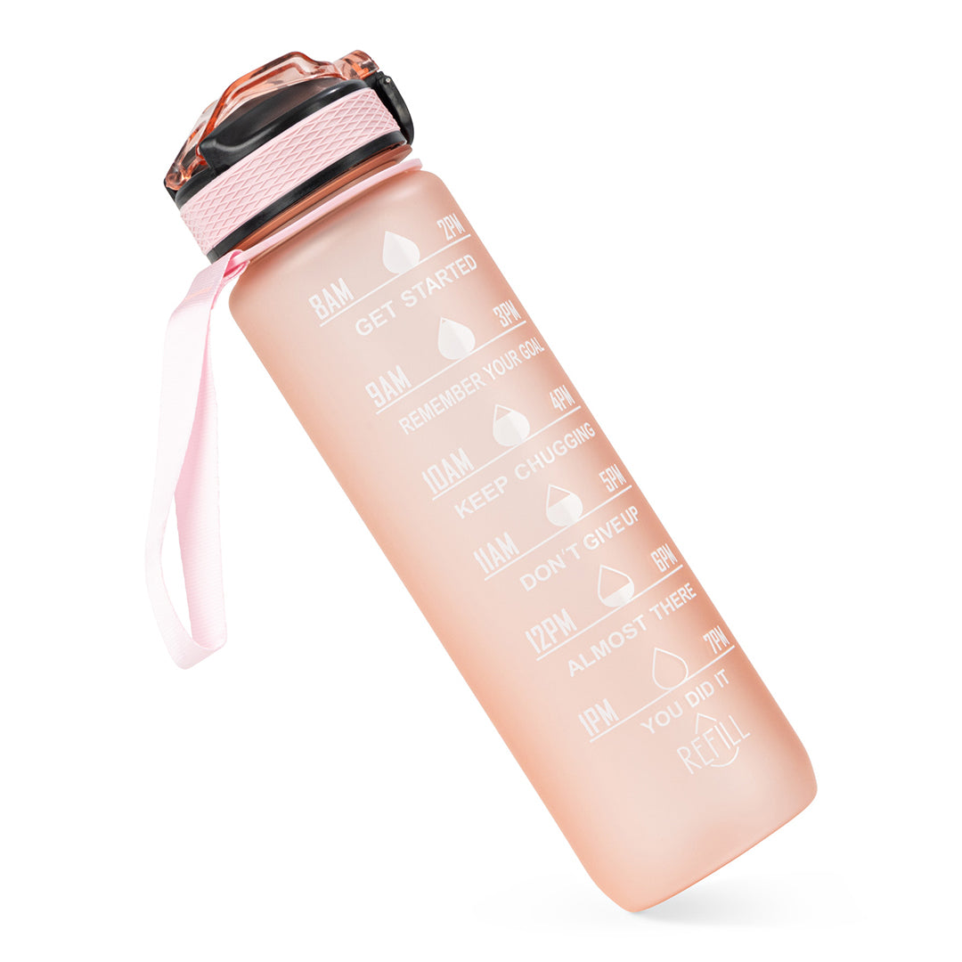 Pink 1L Motivational Water Bottle