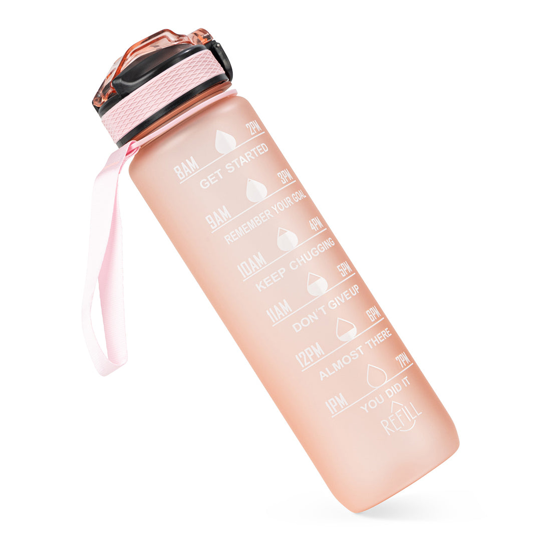 Pink 1 Litre Motivational Water Bottle