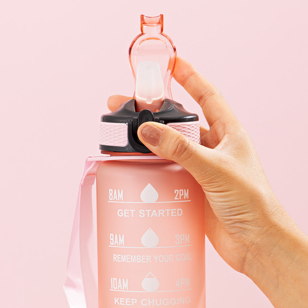 Pink 1L Motivational Water Bottle